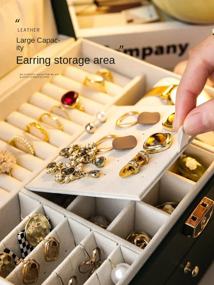 Three-layer Jewelry Storage Box for High-end Exquisite Necklaces, Earrings,Gold Jewelry and Hand Accessories with Large Capacity