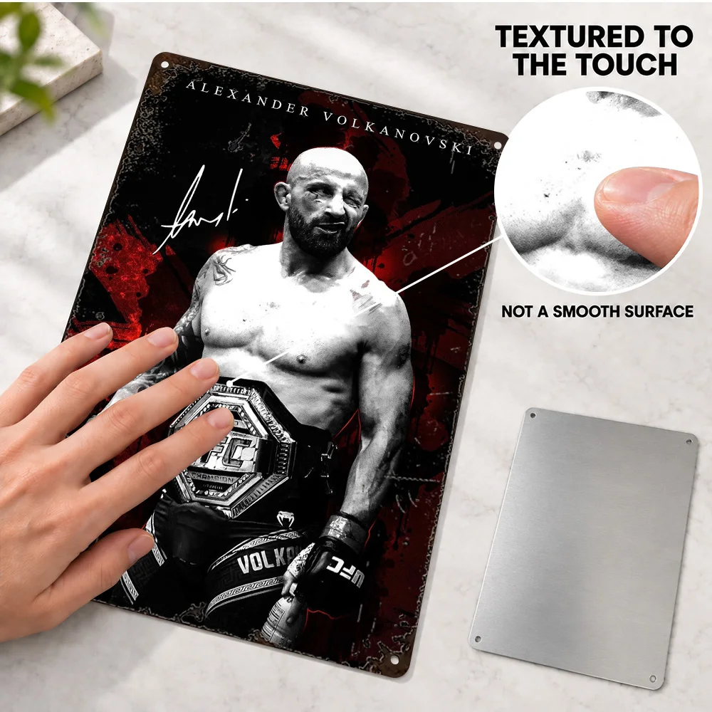 Alexander Volkanovski Championship Belts Aluminum Poster Customized Metal Sign Gold Plates Black Straps Wall Art For Home Gym