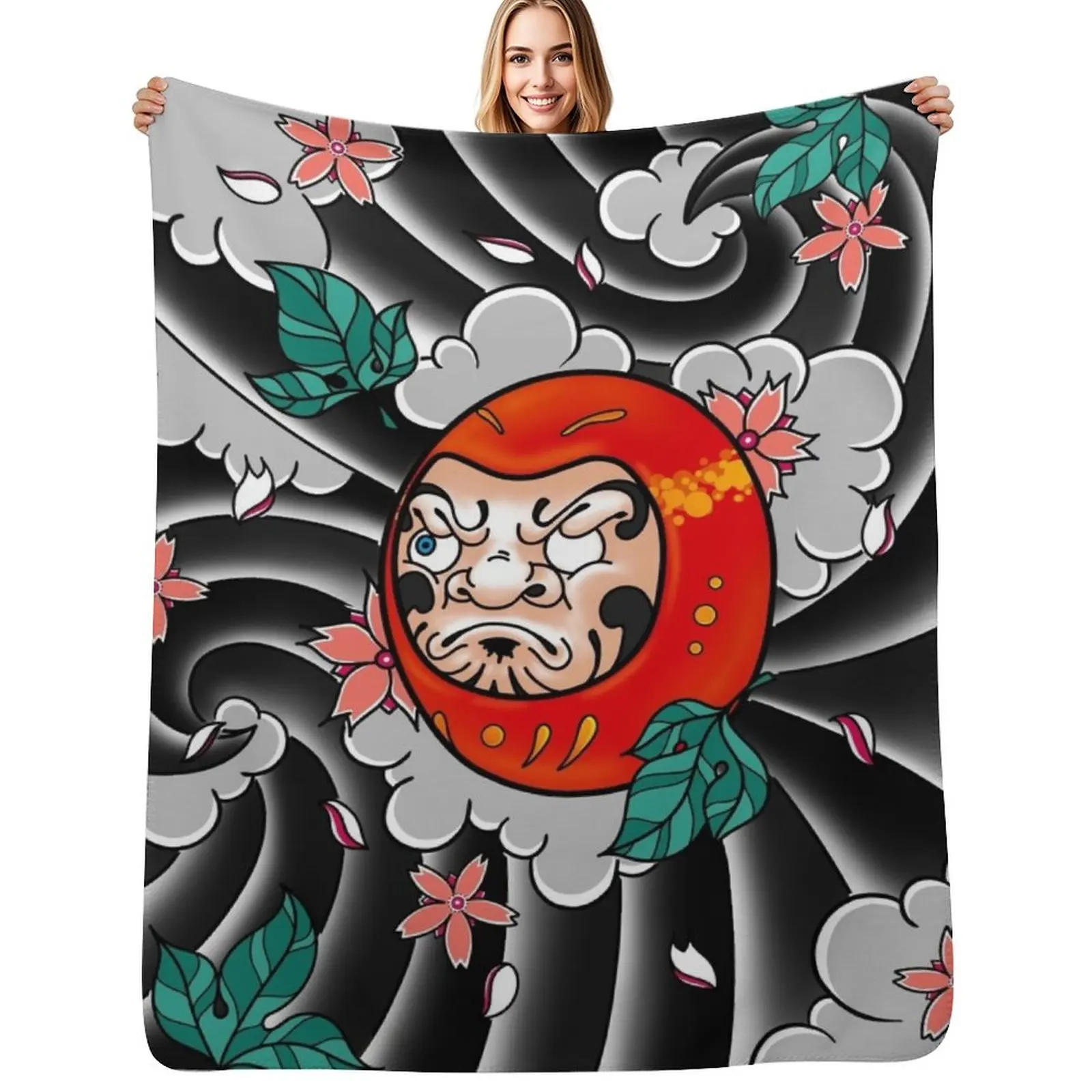 

Daruma Doll Throw Blanket Luxury Brand Cute Bed linens Multi-Purpose Blankets