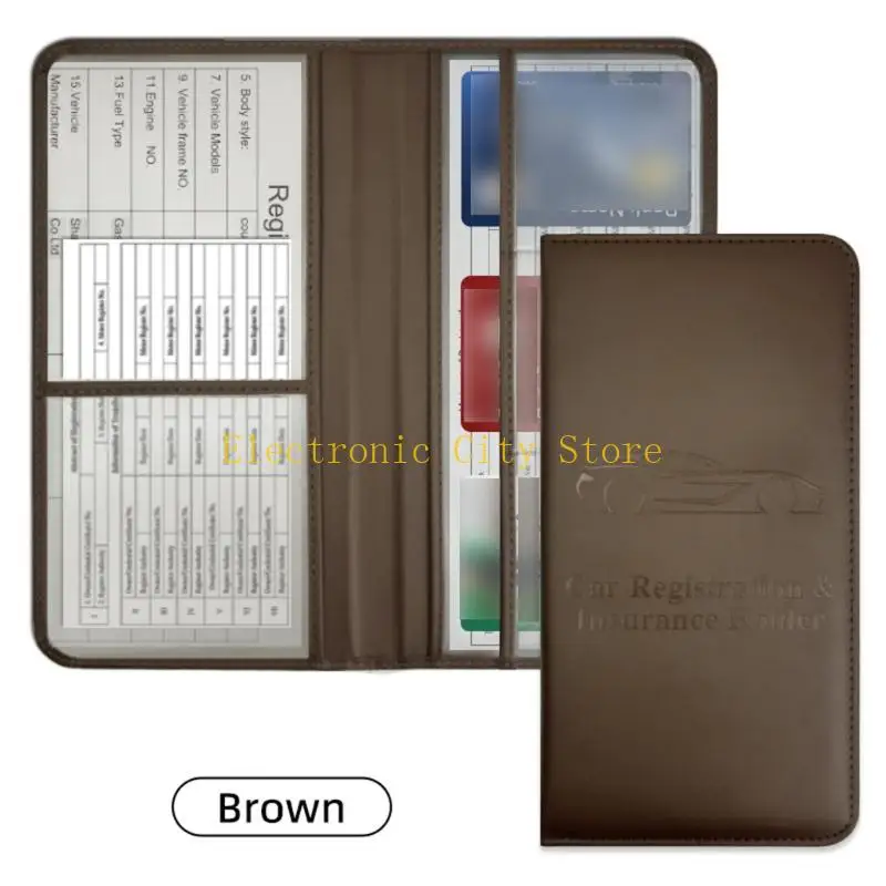 Car Registration Protector PU Vehicle Document Organiser Case 5.15x9.56Inch HU8D