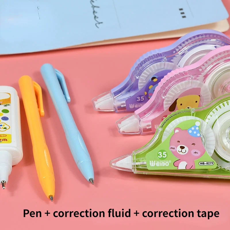 

Creative Cartoon Stationery Set Baller Correction Tape Correction Fluid Combination Office School Supplies Wholesale