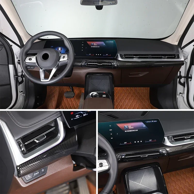 لسيارات BMW X1 U11 2023 + لوحة سيارة لوحة زخرفية ABS ألياف الكربون نمط الملحقات الداخلية 2 قطعة LHD #3