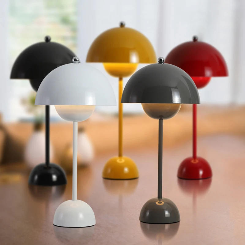 

Flower Bud Shape LED Table Lamp Rechargeable For Bedroom Dining Room Touch 3 Color Dimmable Decoration Mushroom Desk Night Light