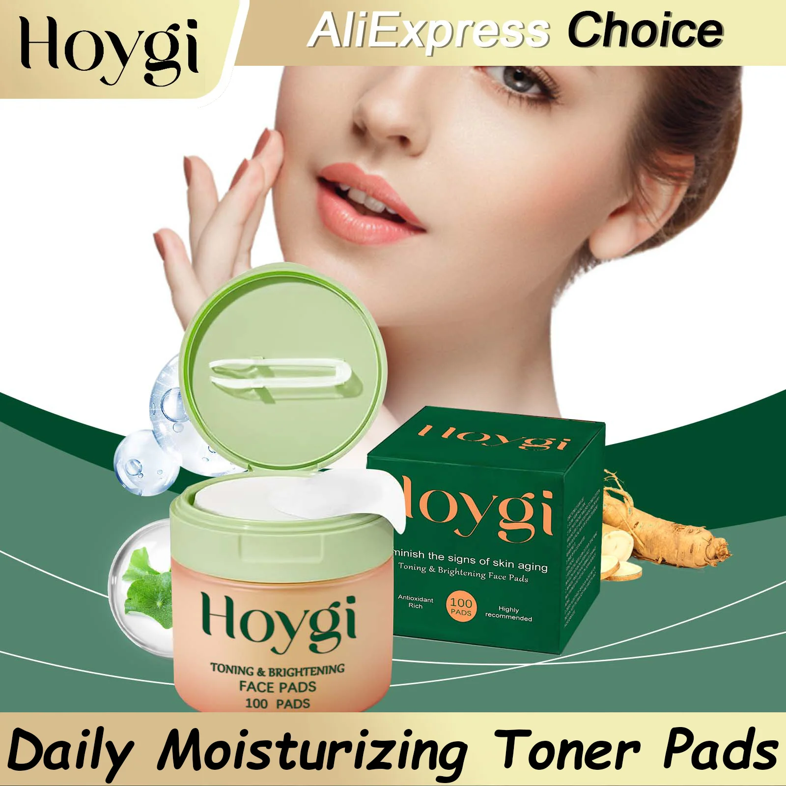 

Тонер-пэды HOYGI с центеллой азиатской для лица: удаление темных пятен, против морщин, питательные, увлажняющие, против акне