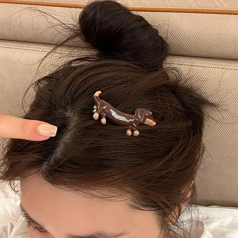 Acessórios de Cabelo Fofos em Formato de Cachorro: Presilha Lateral para Franja, Maquiagem, Feminino, Presentes para Meninas