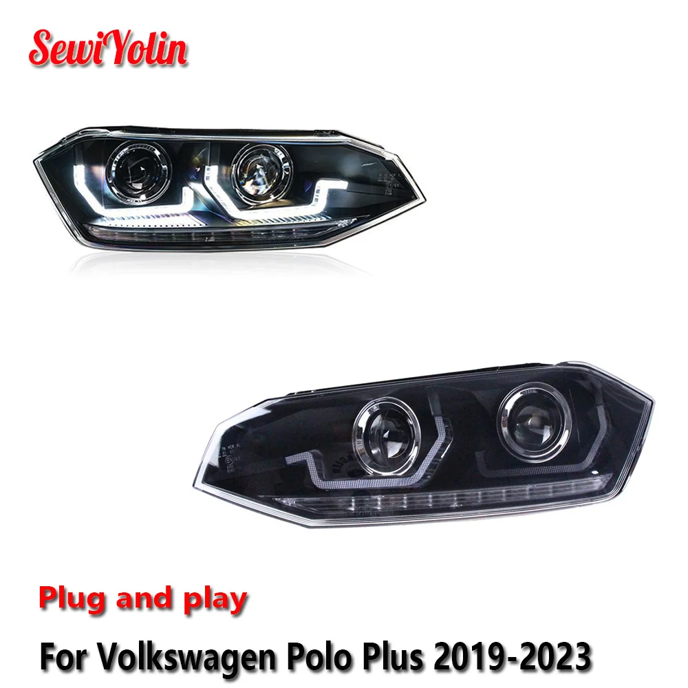 

Car LED Headlight Light Assemblies For Volkswagen Polo Plus 2019-2023 Auto Fog DRL Brake Turn Signal Lamp Plug and Play