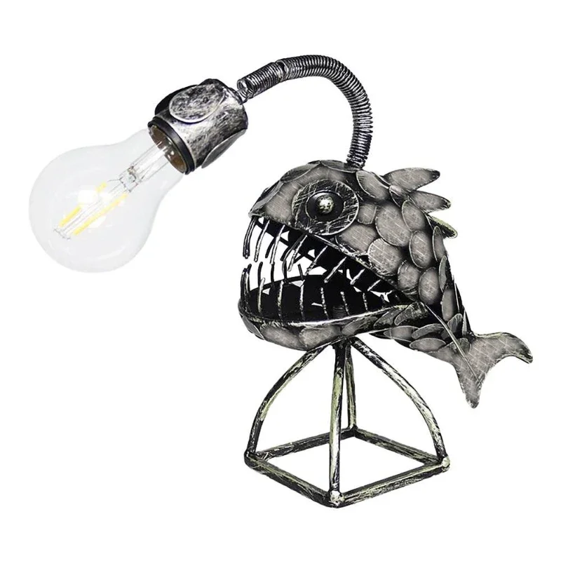 Retro Table Lamp Angler Fish Lamp With Flexible Light Head Artistic Table Lamps For Home Bar Cafe Home Art Decorative Ornaments