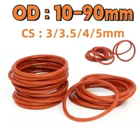 Junta tórica roja de espesor CS 3/3,5/4/5mm, arandelas de junta de sellado de silicona de calidad alimentaria, arandela impermeable VMQ OD 10-90mm