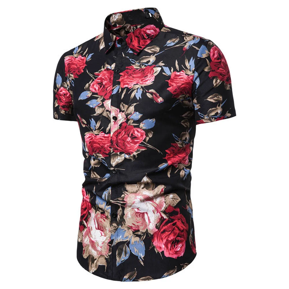 New Summer Floral Shirt For Men Hawaiian Style 3d Printed Lapel With Button Short-sleeved Shirts Y2k Vintage Casual Slim Clothes