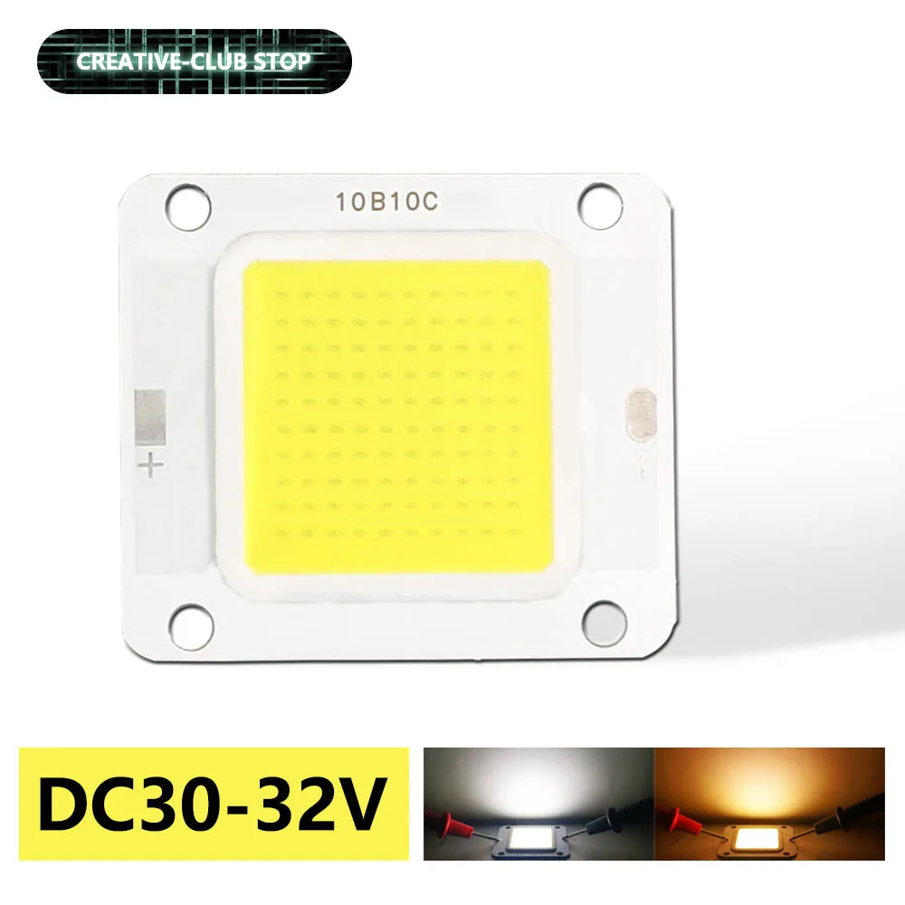 10W 20W 30W 50W 70W 100W Chip LED de alta potencia COB LED diodos SMD para bombillas de reflector Chip abatible para bricolaje 30-34V