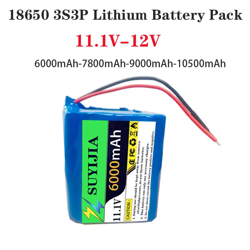 

Аккумуляторный блок 11.1V 12V 3S3P 6000-10500 мАч большой емкости, подходит для уличных светодиодных фонарей и аудиомониторинга.