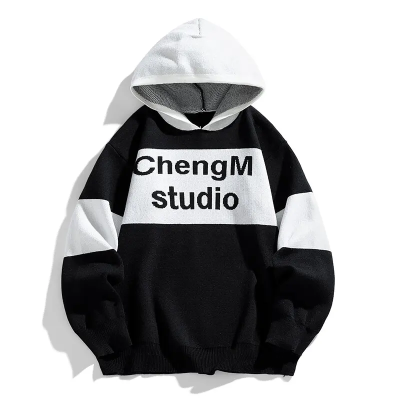 

Autumn and Winter New Fashion Trend Printed Retro Sports Hooded Sweater Men's Casual Loose Thickening Warm High Quality Coat