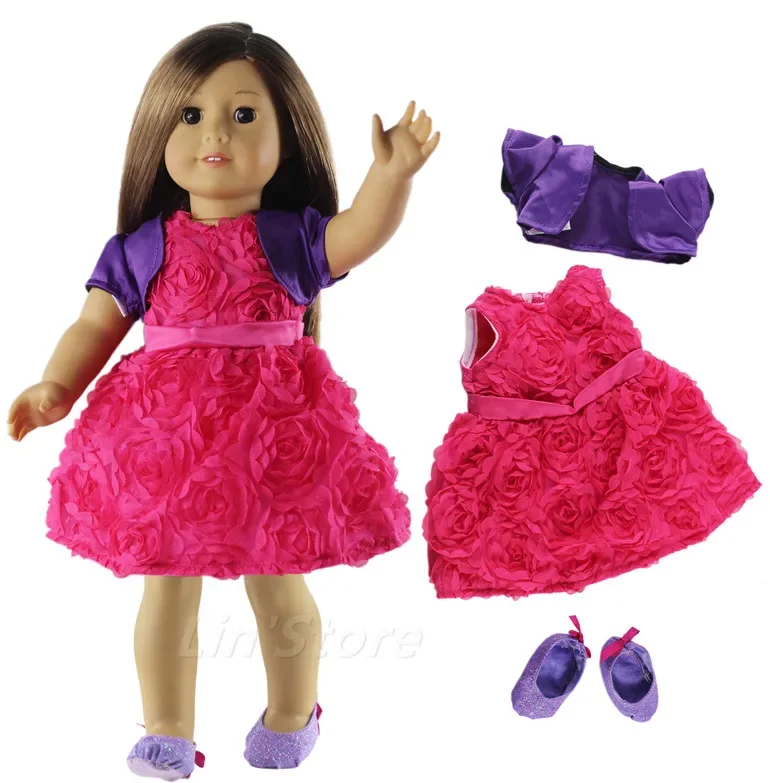 Doll Clothes Outfit Dress+coat+shoes for 18" inch American Doll Many Style for Choice B01