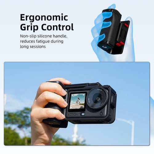 Imagen 2 del producto Kit de Agarre Flymile Street Grip para Fotografía, Empuñadura para Cámara DJI Osmo Action 6 con Botón de Disparo y Accesorios