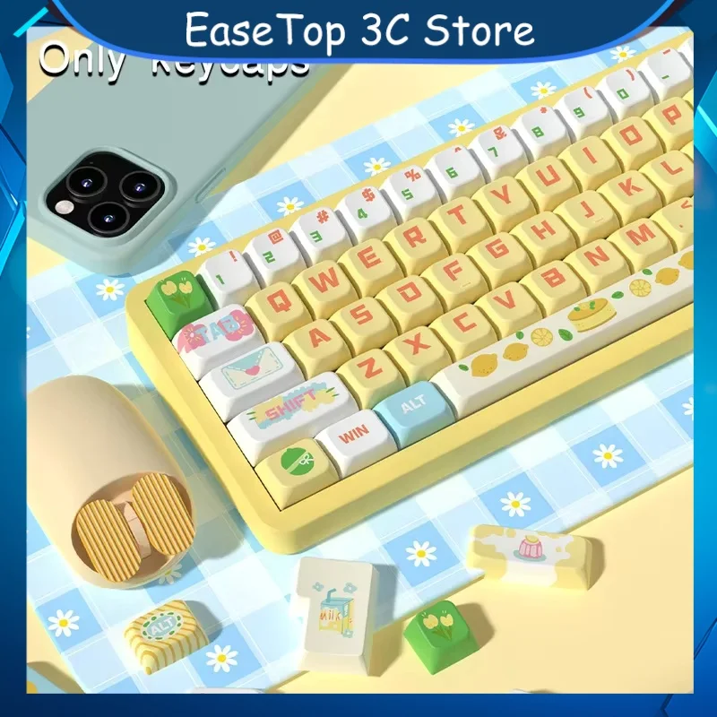 

Lemon Cheese Sea Salt Theme Keycap 138/158 Keys MAD Profile PBT Thermal sublimation Personalized Keyboard Cap Mechanical Keycap