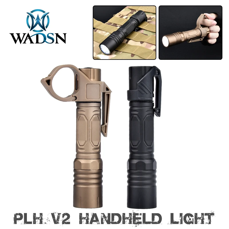 WADSN Handheld Light PLHv2 18650 18350 LED Flashlight 1300LM Switchback Fit molle Pocket Clip Outdoor Hunting weapon scout light