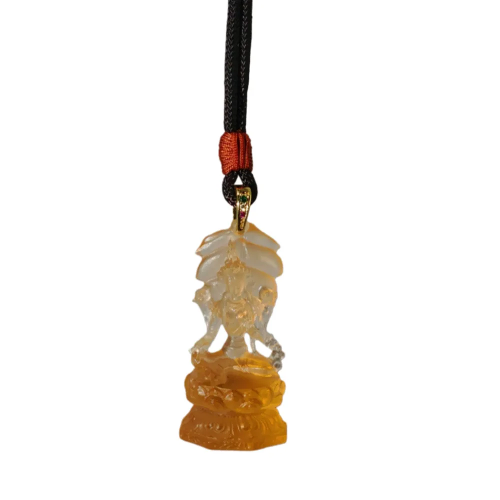 Cz ancient glass stereo small buddha statue 4cm pendant green tara guanyin bodhisattva statue amulet