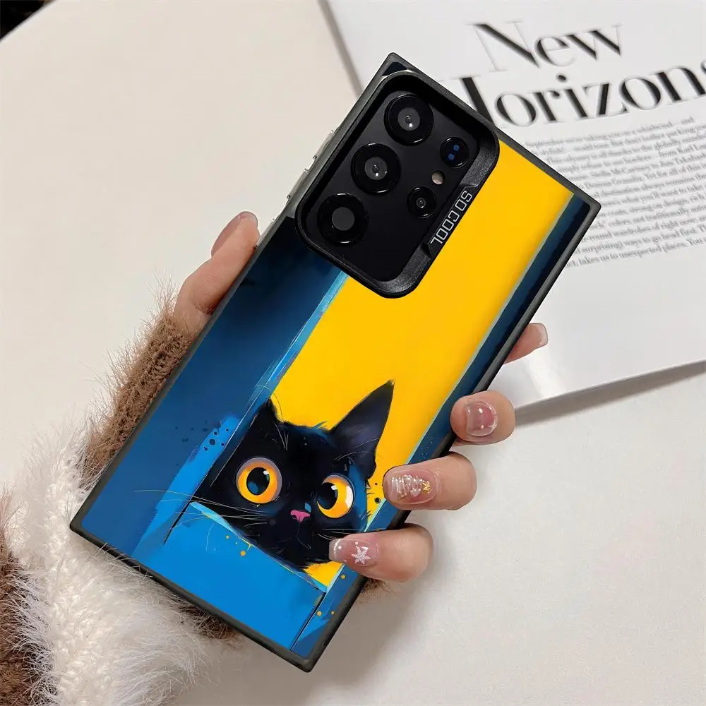 

Cute cat creative phone case suitable for Samsung S25 24 23 22 21 20 Plus/Ultra/FE anti drop and shockproof back cover