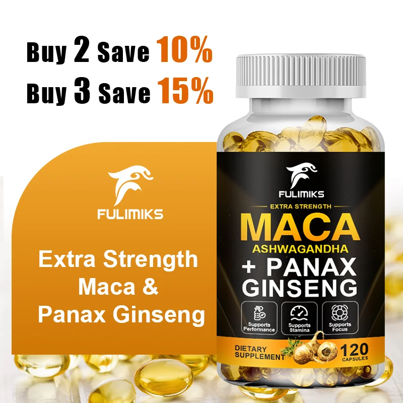 Triple Maca Blend with Ginseng & Ashwagandha Supplement, Supports Reproductive Health, Hormonal Balance, Muscle & Stress Relief