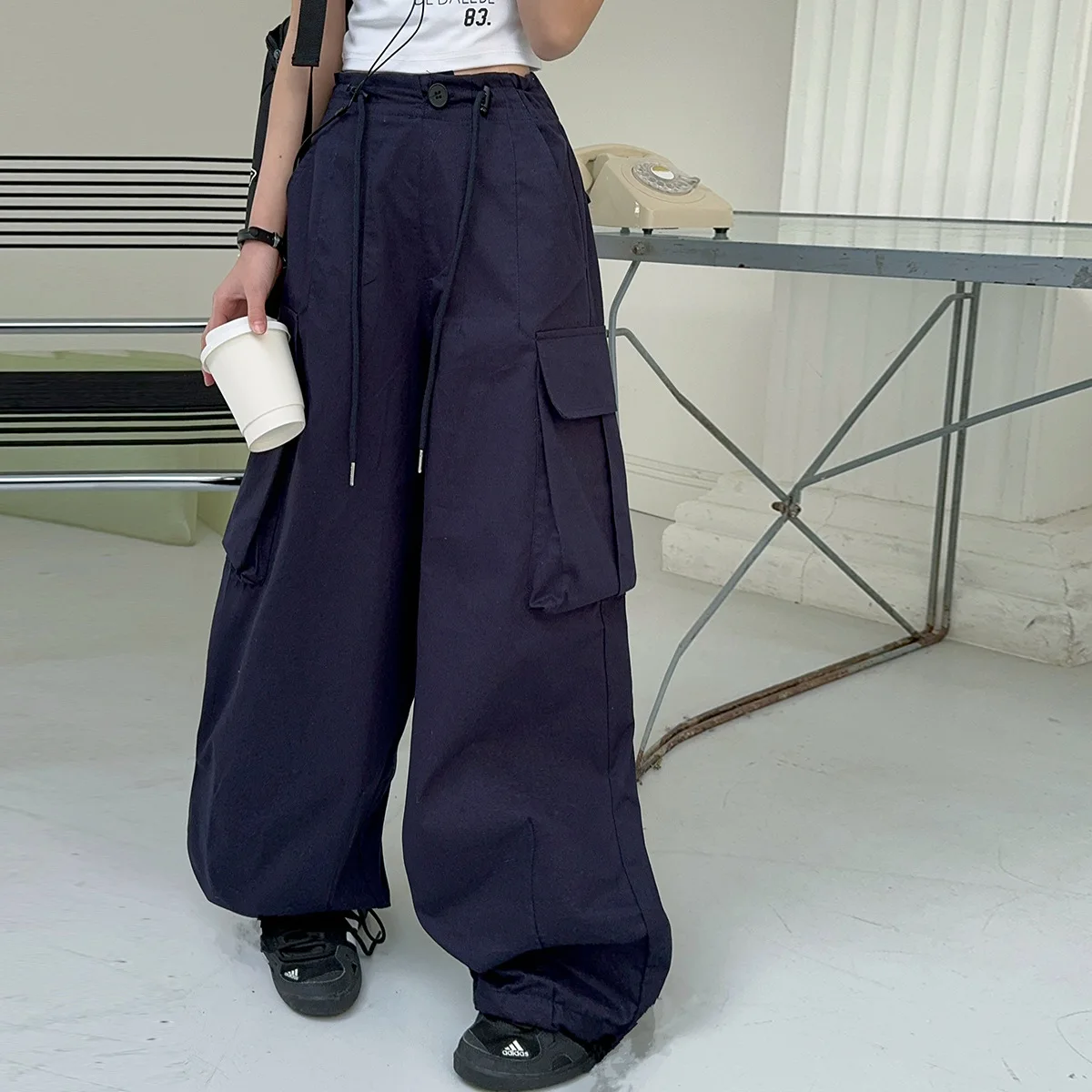 Girls Pants 2024 Summer New Childrens Clothes Girls Baby American Style Loose Wide-leg Cargo Pants Casual Simple Daily image 3