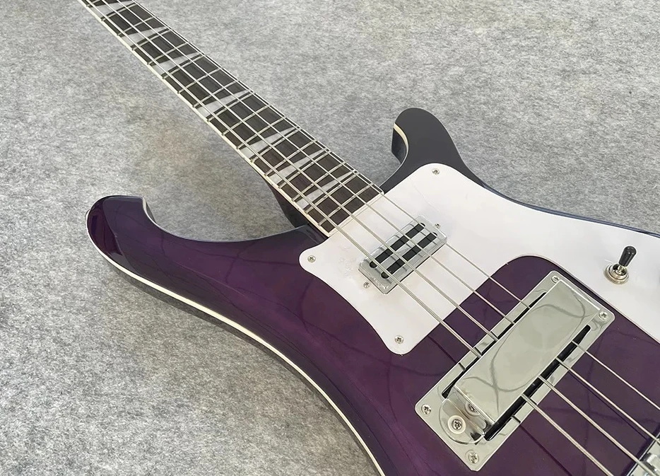 

2026 новая бас-гитара, 4-струнная бас-гитара, фиолетовый цвет, накладка из палисандра, высокое качество 4003