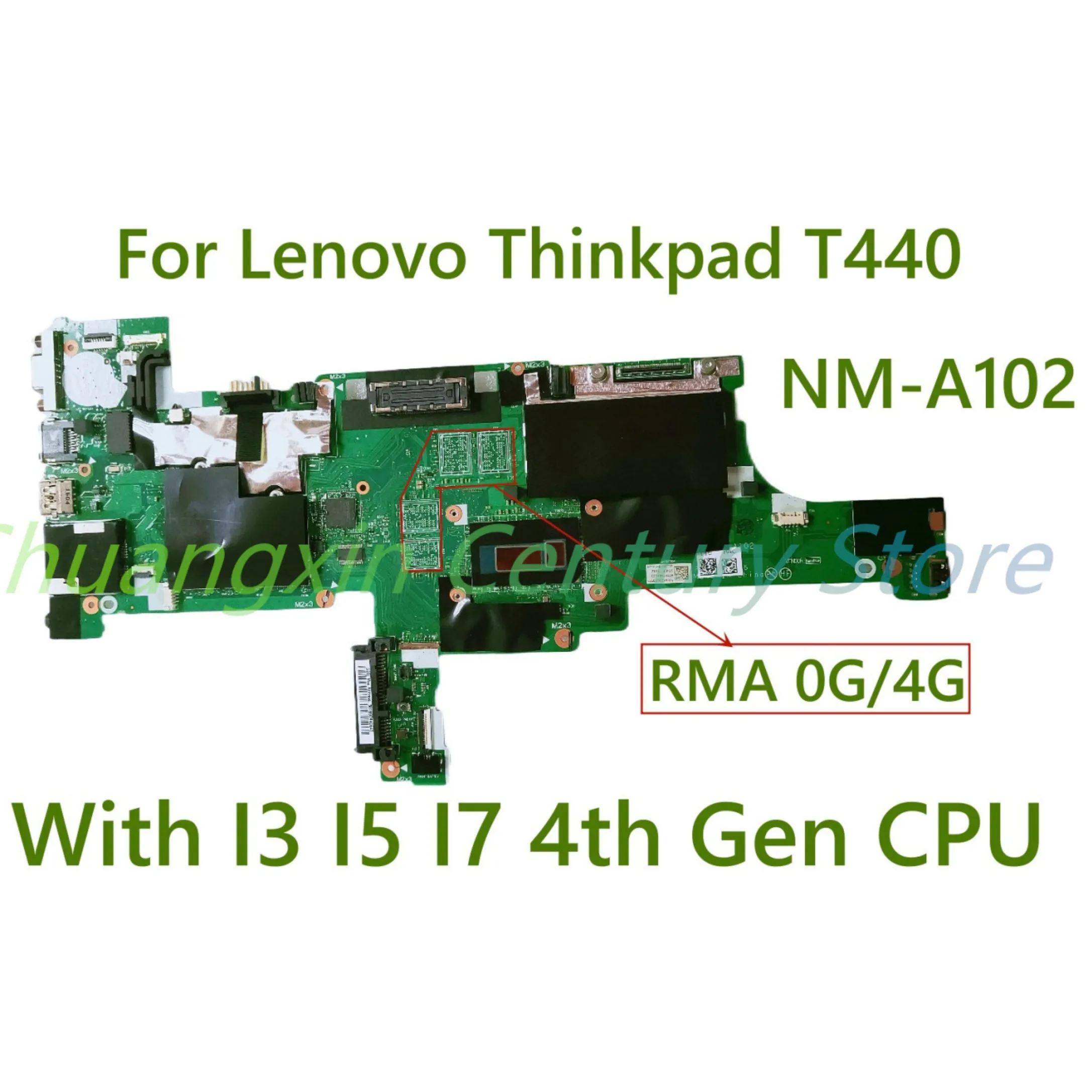 

For Lenovo ThinkPad T440 laptop motherboard NM-A102 with I3/I5/I7 4th CPU 0G/4G RAM DDR3 100% Tested Fully Work