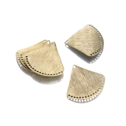 10Pcs/Lot Raw Brass Fan Shape Chandelier with 18 Loops Textured Bending Triangle Connectors For Diy Drop Earring Jewelry Making
