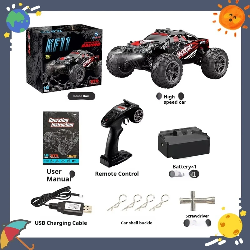 

KF11 1:16 Scale Four-Wheel Drive High-Speed RC Car Remote Control Off-Road Climbing Vehicle 2.4G Racing Drift Toy for Boys