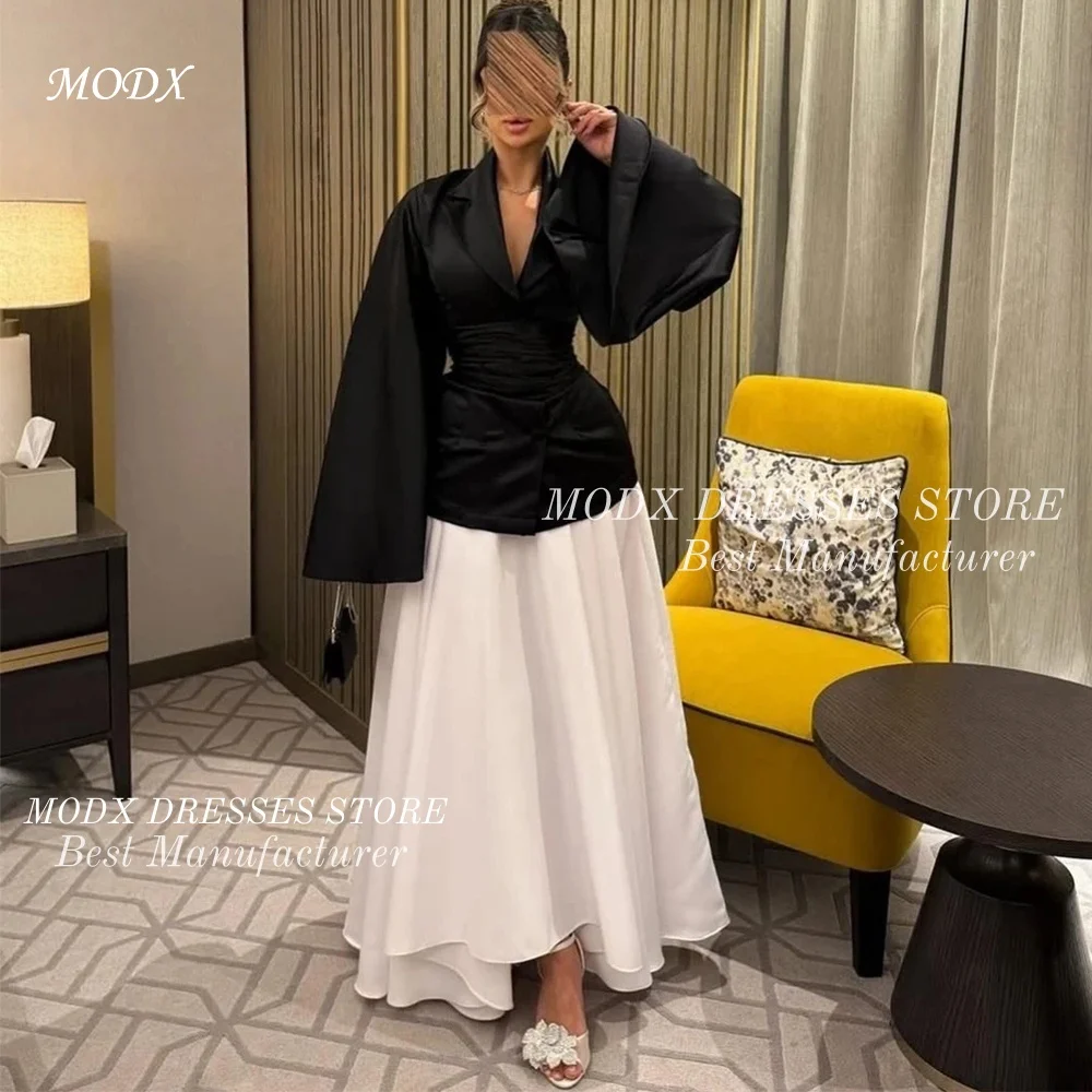 

Индивидуальные длинные платья MODX 2026 в современном стиле из шармеза с плиссировкой, пуговицами и высоким воротником, А-силуэт, на заказ для особых случаев