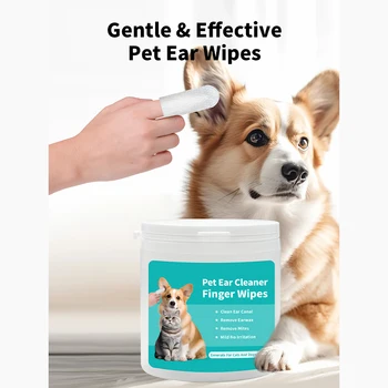 Lingettes nettoyantes pour les oreilles d'animaux de compagnie, dissolvant d'acariens pour les oreilles de chat, serviette de nettoyage pour chiens, coussinets de lavage pour les oreilles de chiot, produits d'hygiène sains, 50 pièces