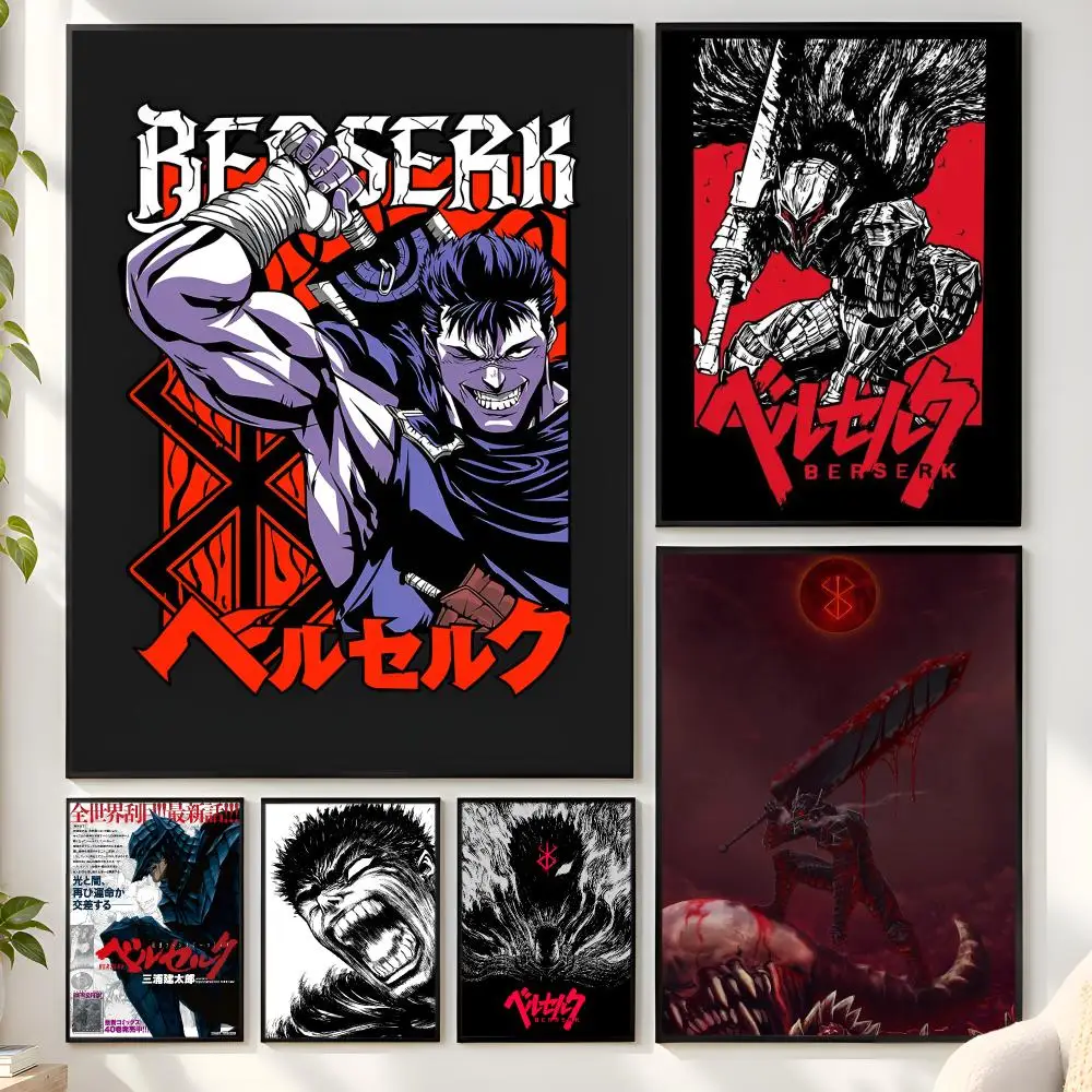 B-Berserk Guts Anime Comic Poster Matte Wall Peel And Stick Decor Bedroom Living Room Office Dorm Home