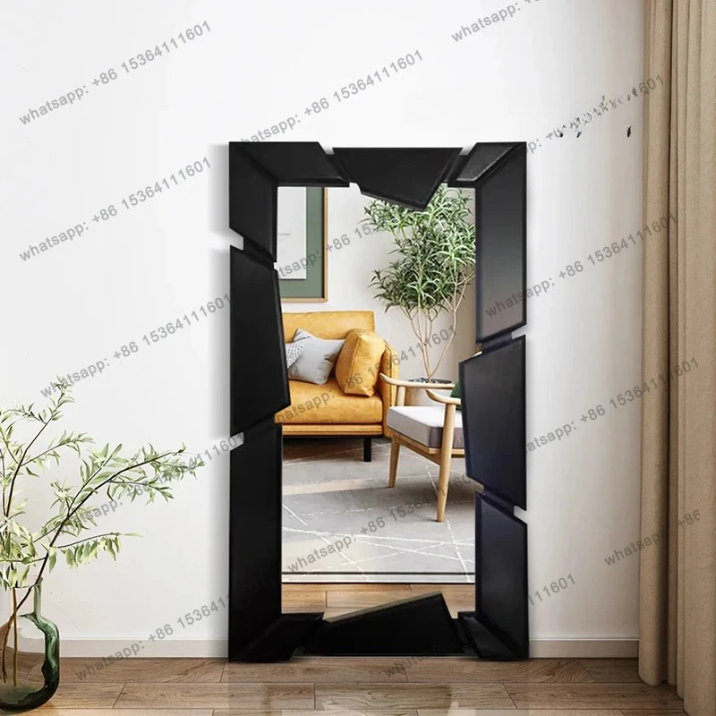 

LL French black frame full body mirror light luxury special-shaped wall hanging European style cloakroom fitting designer model
