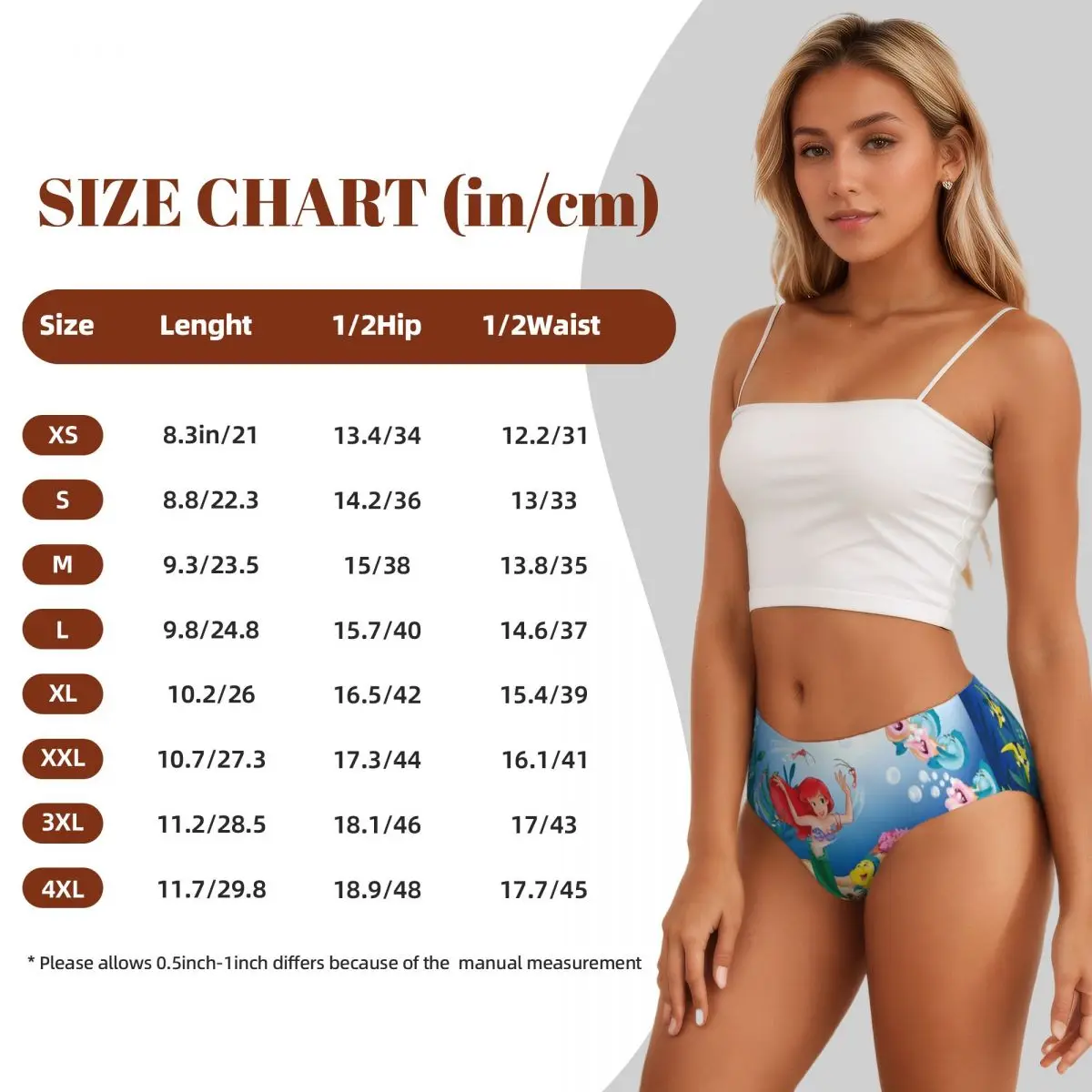 ملابس داخلية مخصصة لفيلم حورية البحر المانغا الصغيرة ملابس داخلية نسائية مريحة قابلة للتمدد من أرييل على شكل سمكة