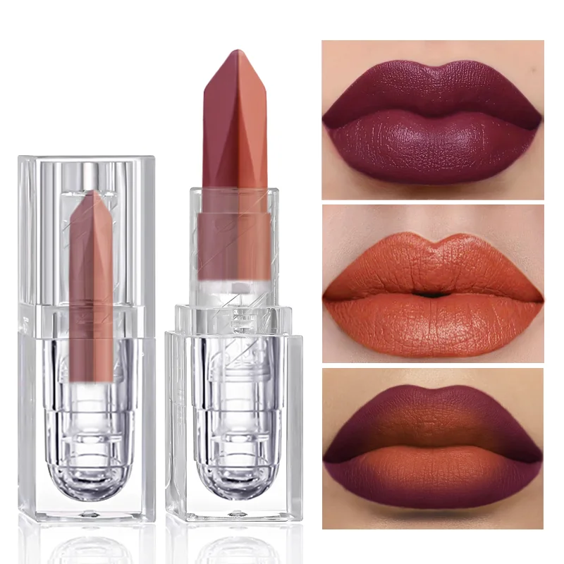 Batom roxo de dois tons pérola duradouro batom à prova d'água romântico presente de feriado batom diamante fosco glitter matiz labial bálsamo