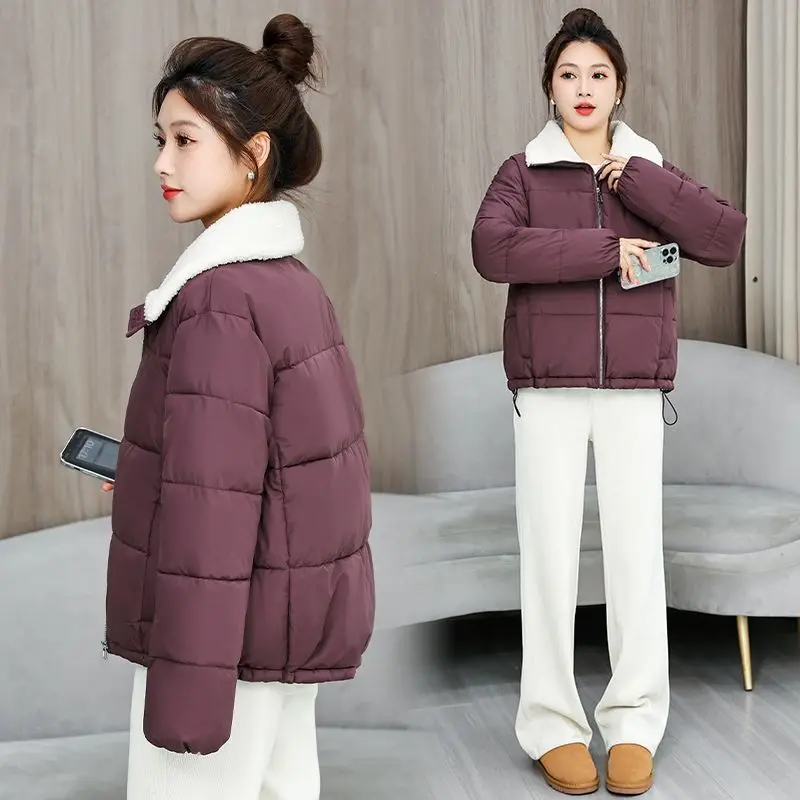 

New Winter Coat Women Parkas Cropped Thicken Warm Casual Loose Jacket Korean Fall Winter Fashion Down Cotton Female Parkas
