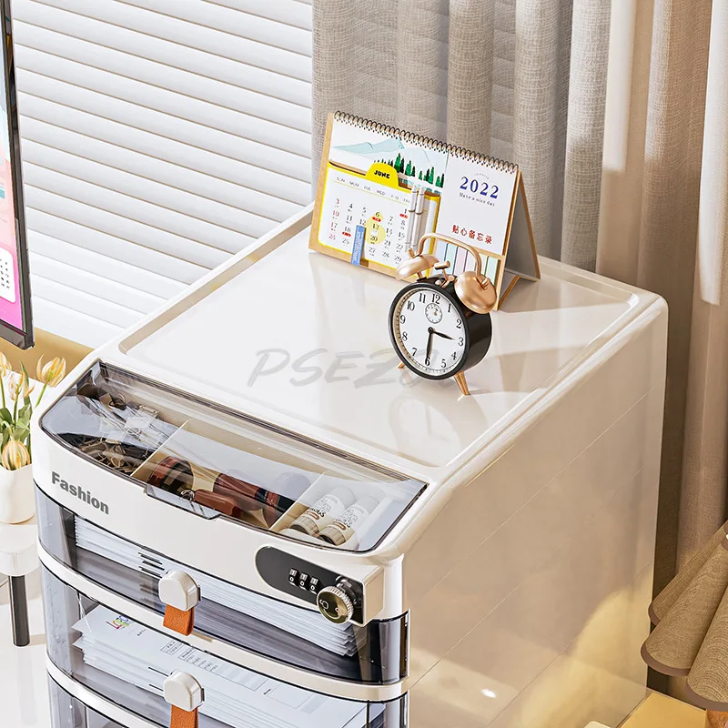 صندوق تخزين مكتبي على شكل درج، خزانة مكتبية مع كلمة مرور، صندوق قرطاسية متعدد الوظائف ورف تخزين متنوع #5