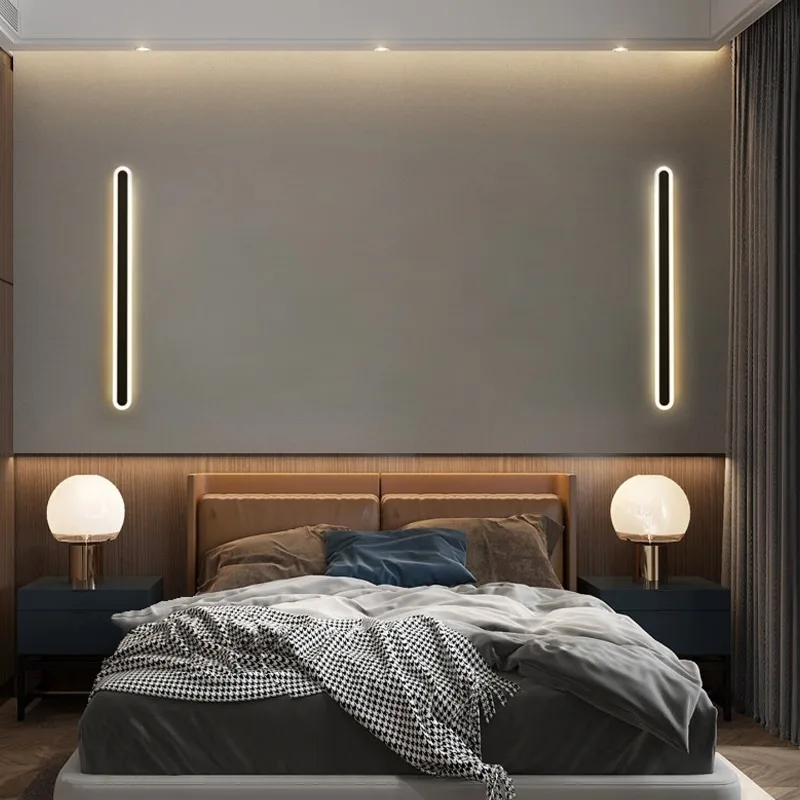 Full spectrum led minimalist strip wall lamp, high display floor aisle bedside lamp