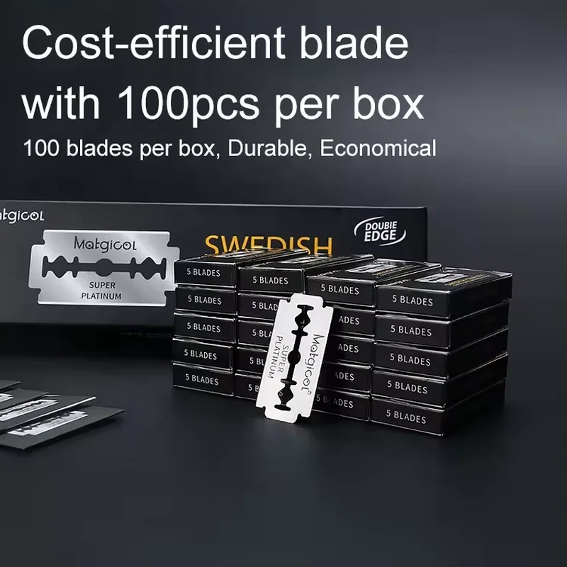 100/50/30 قطعة شفرات حلاقة لشفرات الحلاقة ذات الحافة المزدوجة، شفرات من الفولاذ المقاوم للصدأ تستخدم لسكين الطي مع الحلاقة وإزالة الشعر