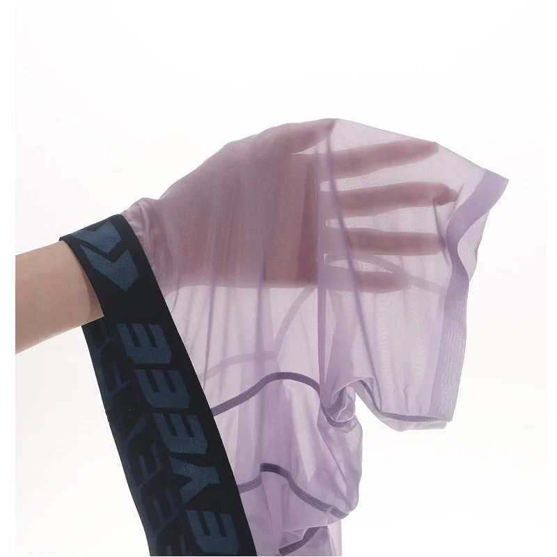 Men's sports underwear anti-wear crotch summer ice silk long boxer shorts breathable four corners