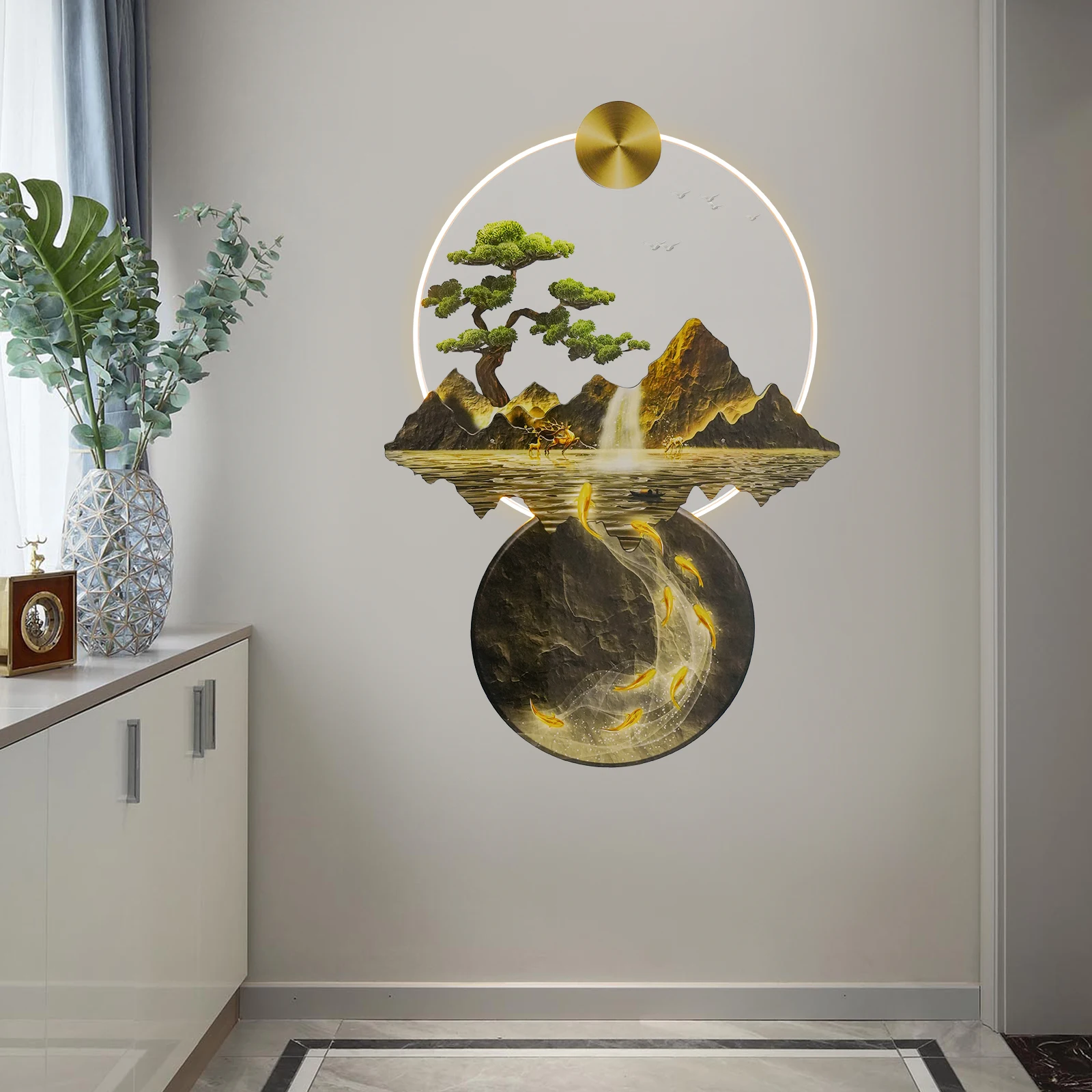 

Wall Art Decor with Light|60*90cm 3D Wall Painting with Light|Warm Light Wall Decor with LED and Remote Control for Home Use