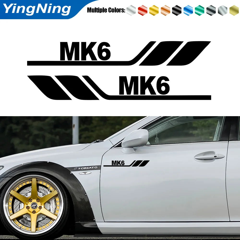 

2pcs Car Side Decorative Sticker Body Fender Reflective Decal Vinyl Bumper Door stickers For VW Volkswagen MK6 Auto Accessories