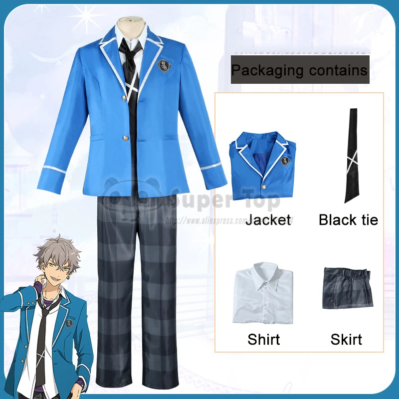 Emsemble Stars Hidaka Hokuto Cosplay Costume Hidaka Hokuto School Uniform Male Female Students Uniform Suit Blue Coat Jacket