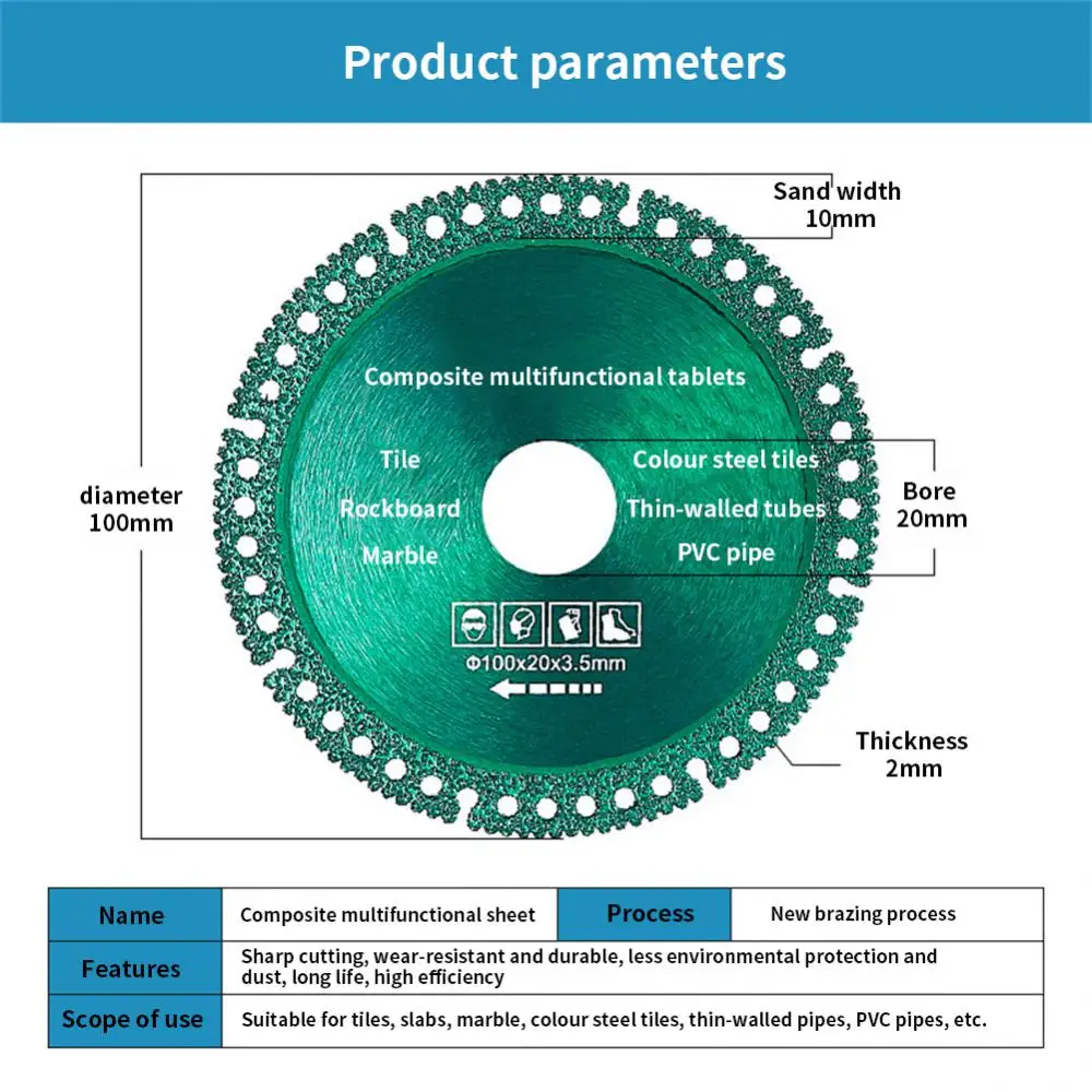 Composite Multifunctional Cutting Saw Blade 100mm Ultra-thin Saw Blade Ceramic Tile Glass Cutting Disc For Angle Grinder Tools