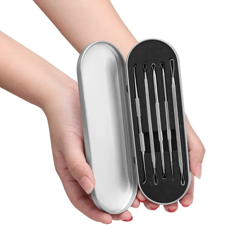 5PCS Puistje Popper Tool Acne Naalden Mee-eter Verwijdering Kit Schone Poriën Diepe Gezichtsverzorging Verwijderen Acne Mee-eter Huidverzorging gereedschap