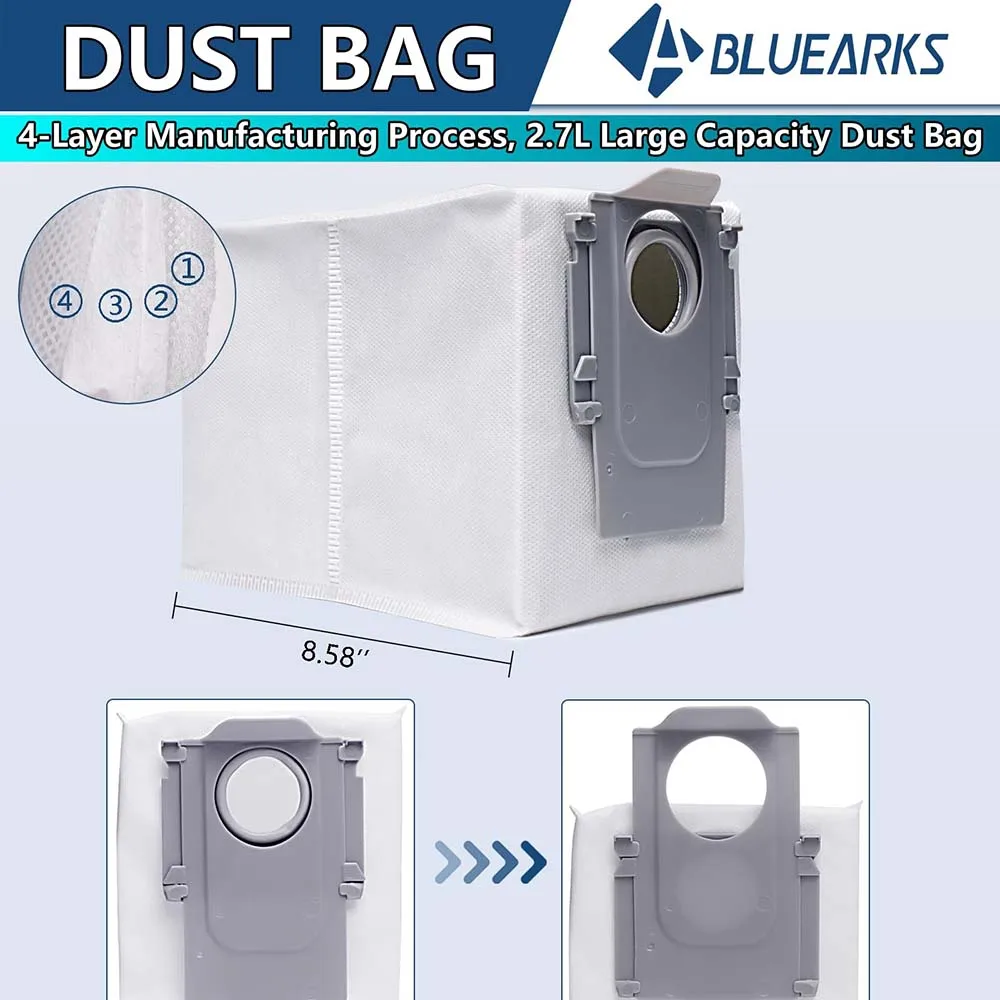 Dust Bags For Roborock S8 Maxv Ultra/S8 Max Ultra Robot Vacuum Consumables Spare Parts  Rag Mop Cloth Bags Mop Pads Accessories