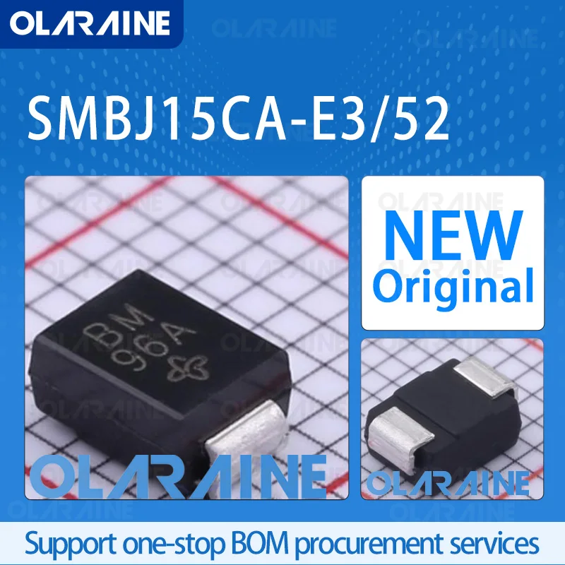 

10/50/100Pcs SMBJ15CA-E3/52 SMB-2 original 100% ic chip ESD Protection Diodes/TVS Diodes 1 Channel Operating voltage 15 V