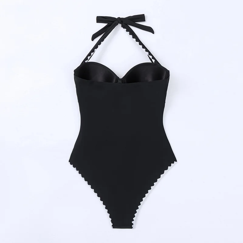 2025 New Women Halter One-piece Bikini Set Sexy Female Bandage Swimsuit Cross Tight Backless Swimwear Push Up Beach Bathing Suit