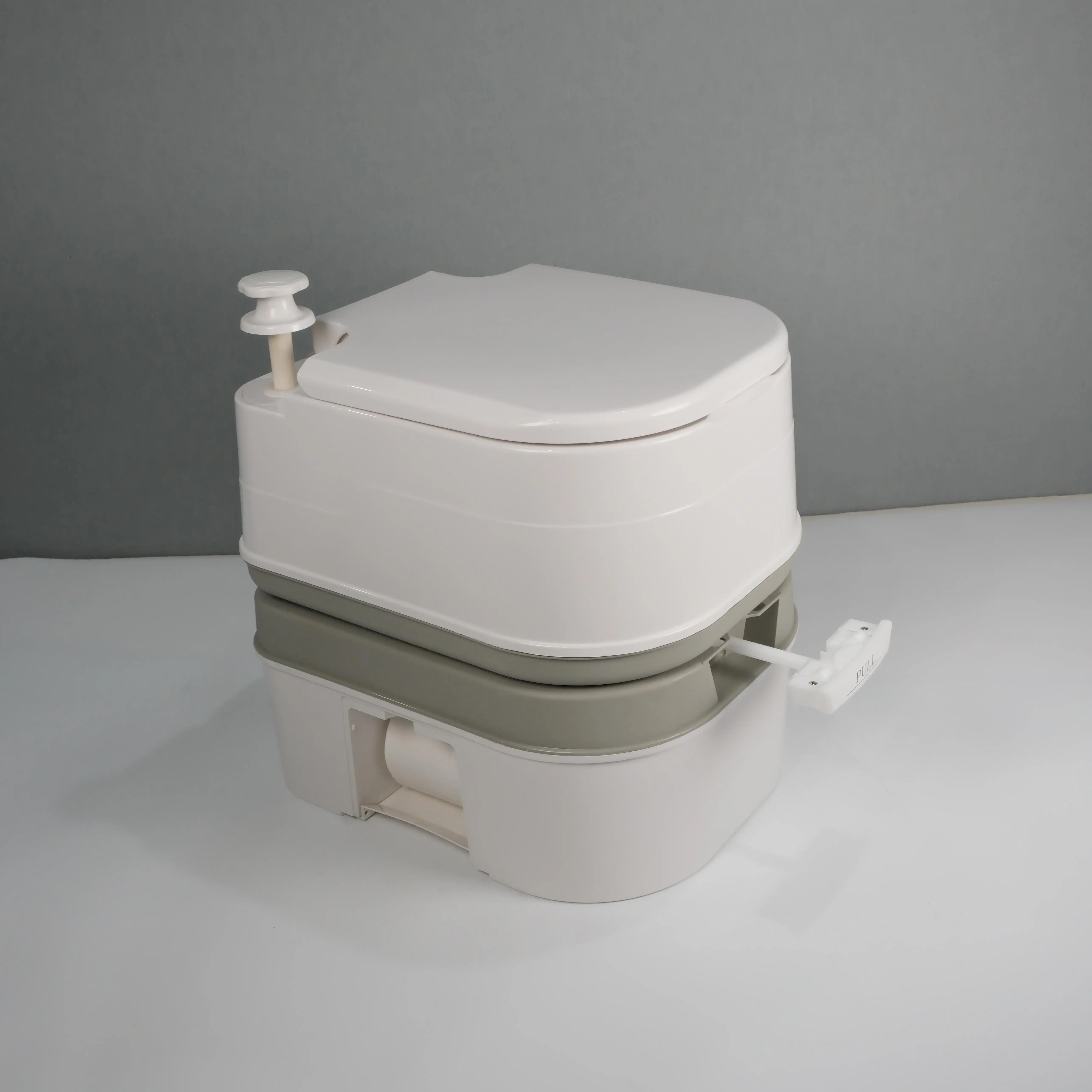 Large Capacity 24L PP White+Gray Lightweight 4.6kg Outdoor Portable Closestool RV Toilet for Caravan and Camping Use