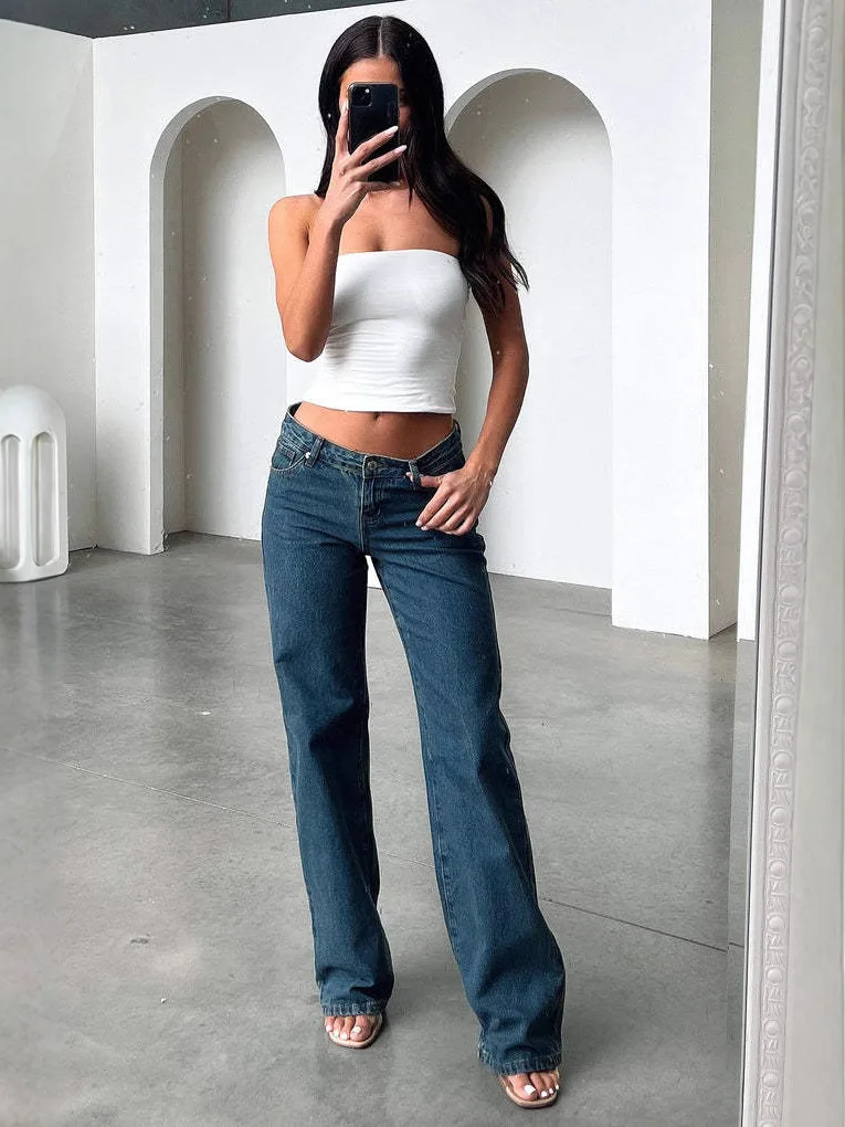 

2025 Low Rise Jeans for Women Vintage Washed Relaxed Fit Straight Leg Denim Pants Leisure Retro 90s Y2K American Casual Style