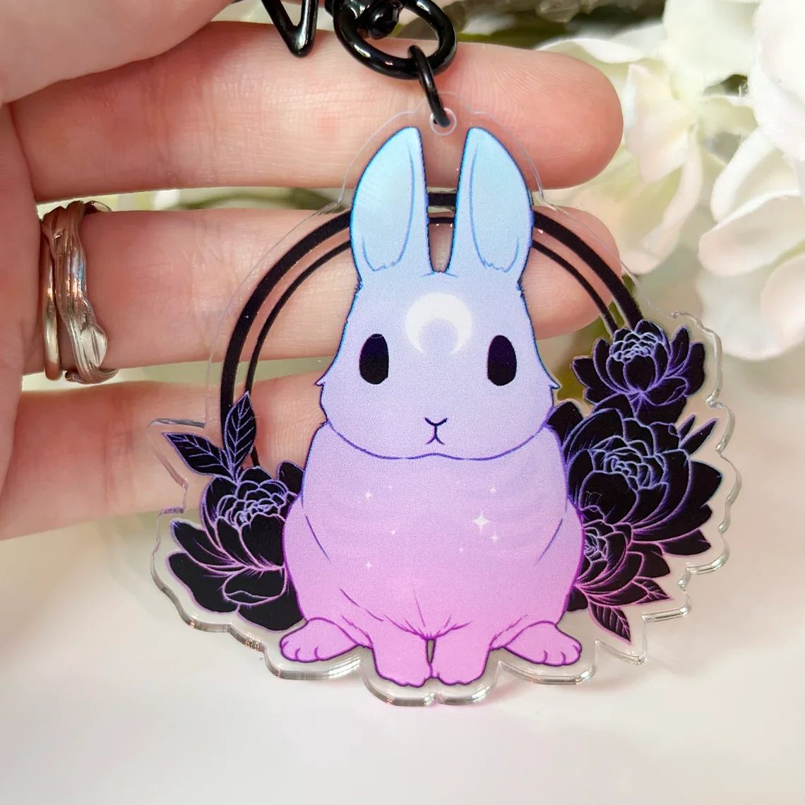 Morning Star And Evening Star Rabbit Pendant with Zirconia Jewelry for Women Fashionable Animal Themed Necklace